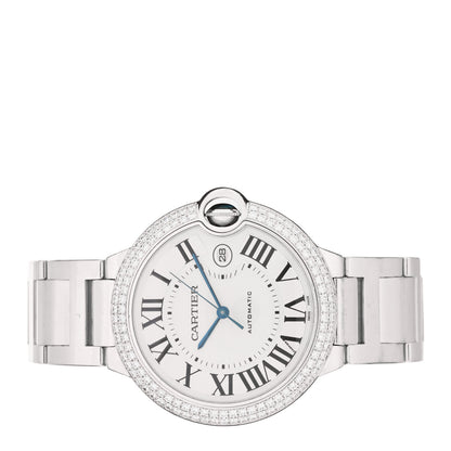 Cartier 18K White Gold Diamond Pave Bezel 42mm Ballon Bleu De Cartier Automatic Watch 2 of 5