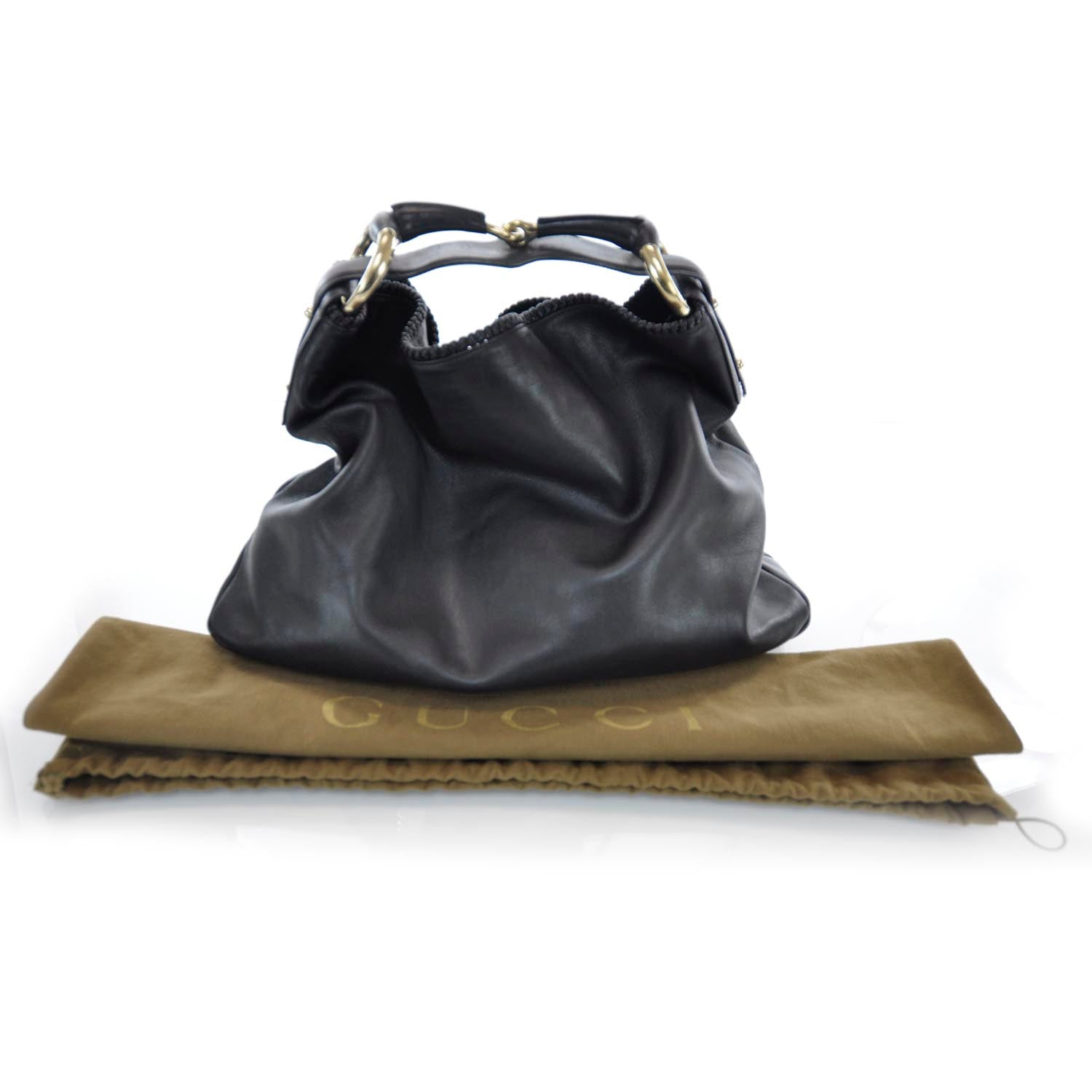 Gucci Leather Large Horsebit Chain Hobo Black 3 of 9