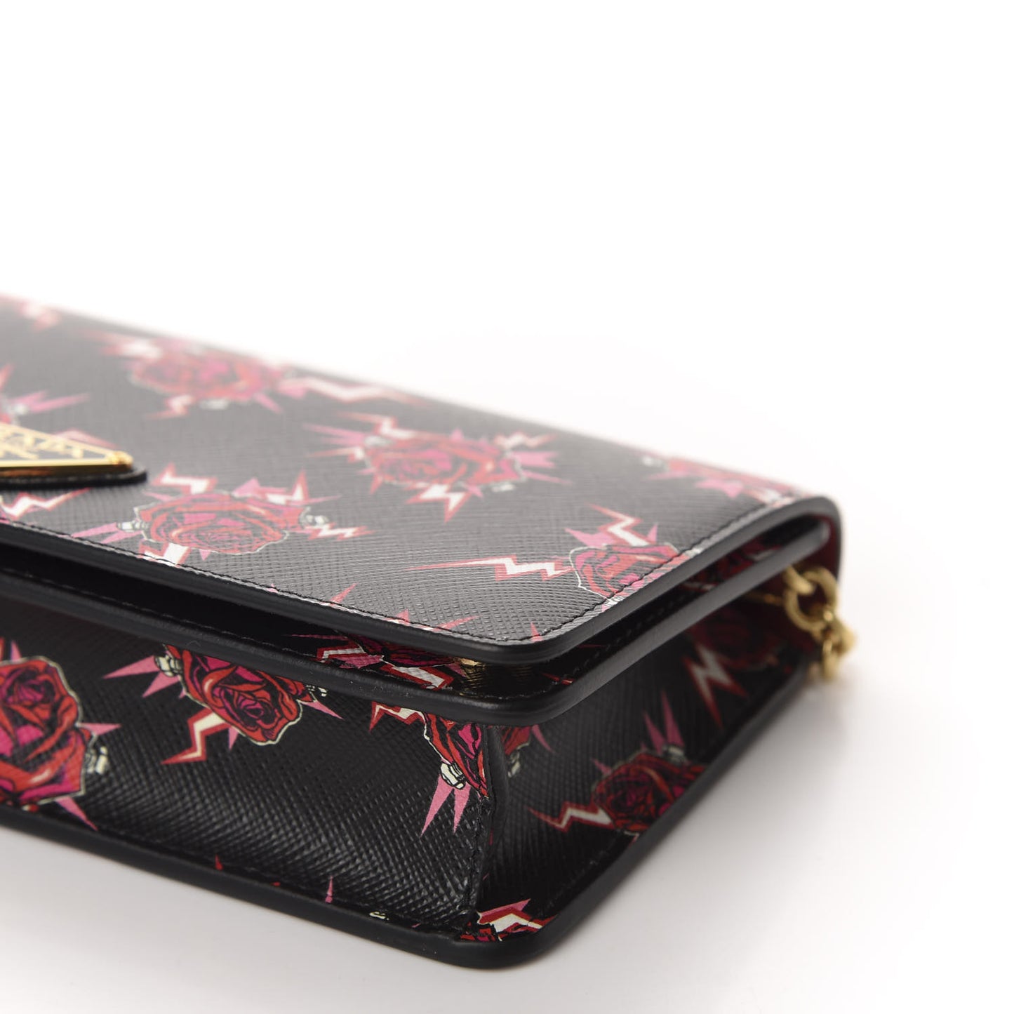 X UNIVERSAL STUDIOS Saffiano Frankenstein Rose Chain Wallet Lacca