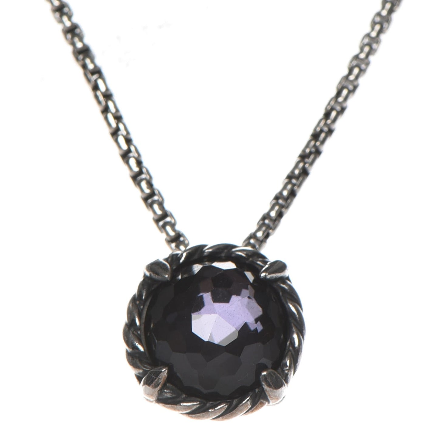 Sterling Silver Black Orchid 8mm Petite Chatelaine Pendant Necklace