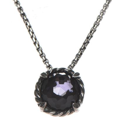 David Yurman Sterling Silver Black Orchid 8mm Petite Chatelaine Pendant Necklace 3 of 7