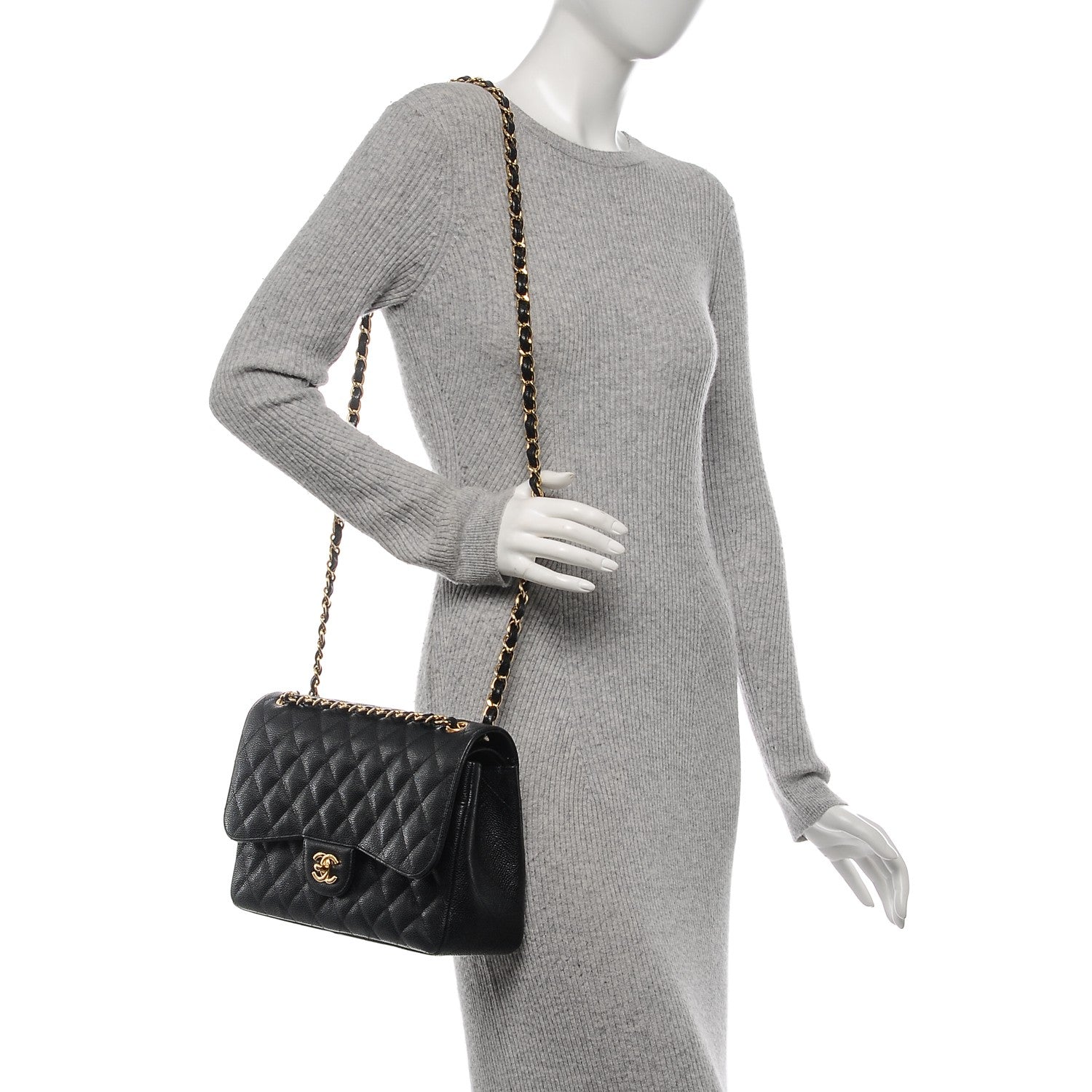Chanel Caviar Quilted Jumbo Double Flap Black 2 of 11
