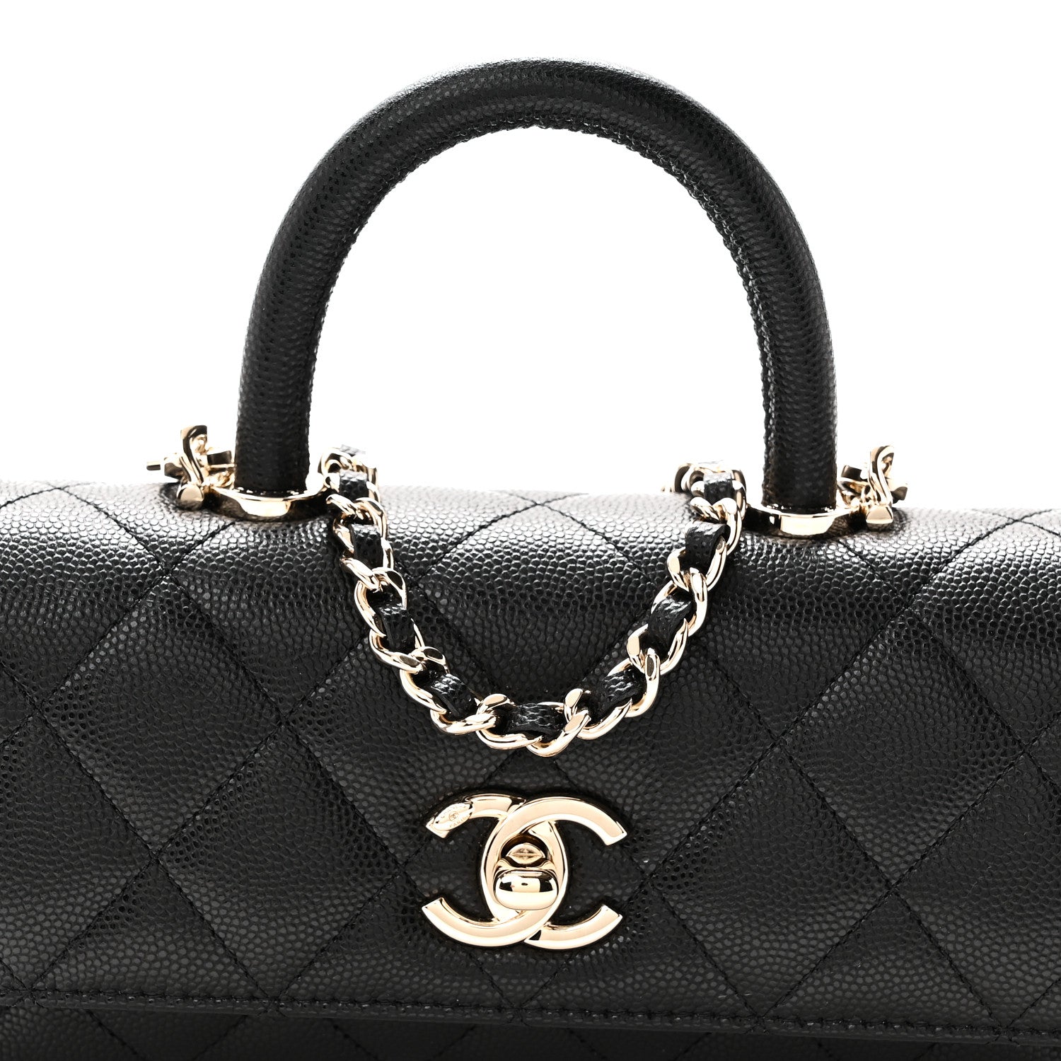 Chanel Caviar Quilted Coco Handle East West Clutch With Chain Black 8 of 11
