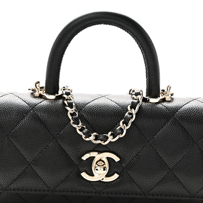 Chanel Caviar Quilted Coco Handle East West Clutch With Chain Black 8 of 11