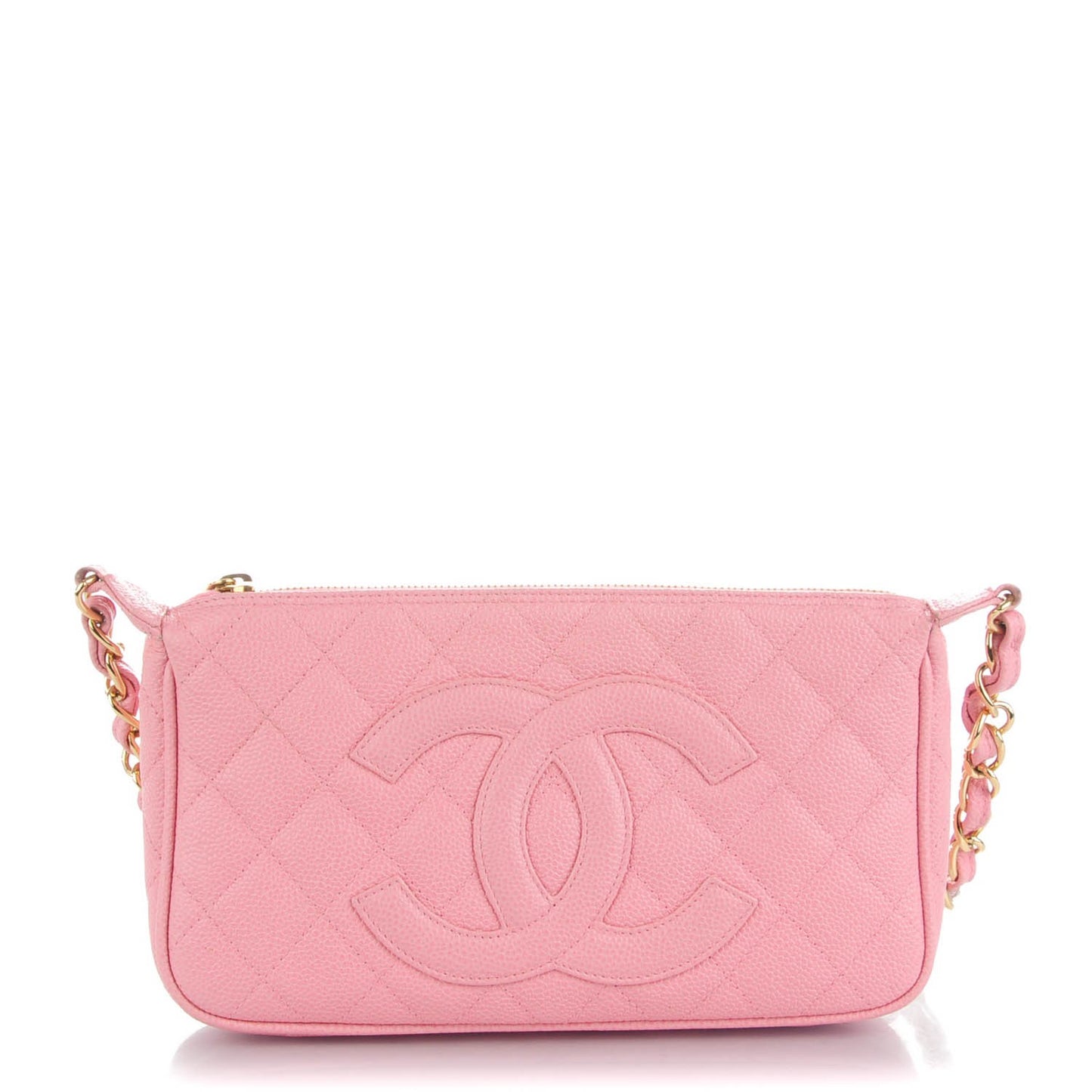 Caviar Quilted Pochette Pink