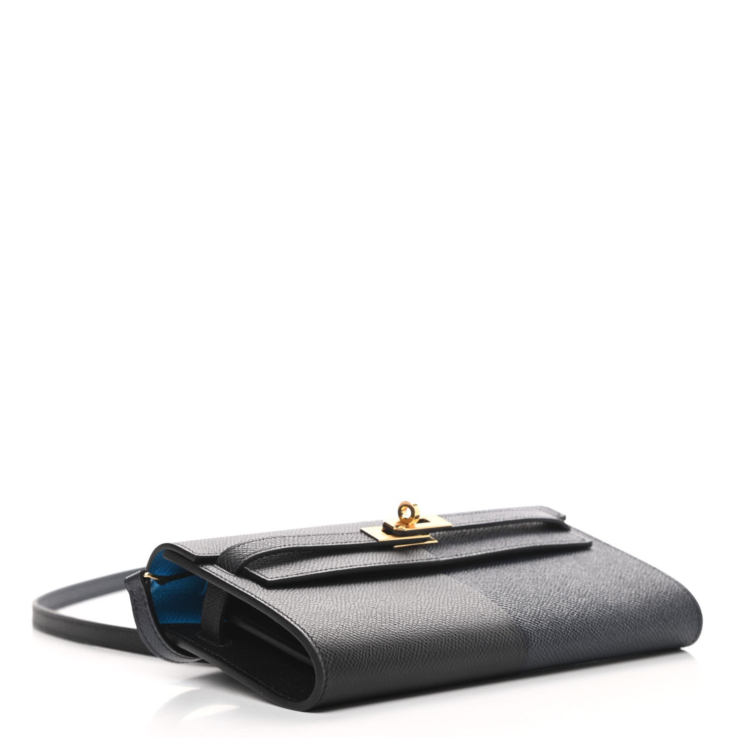 Hermes Epsom Casaque Kelly Wallet To Go Black Bleu Indigo Bleu Frida 4 of 11