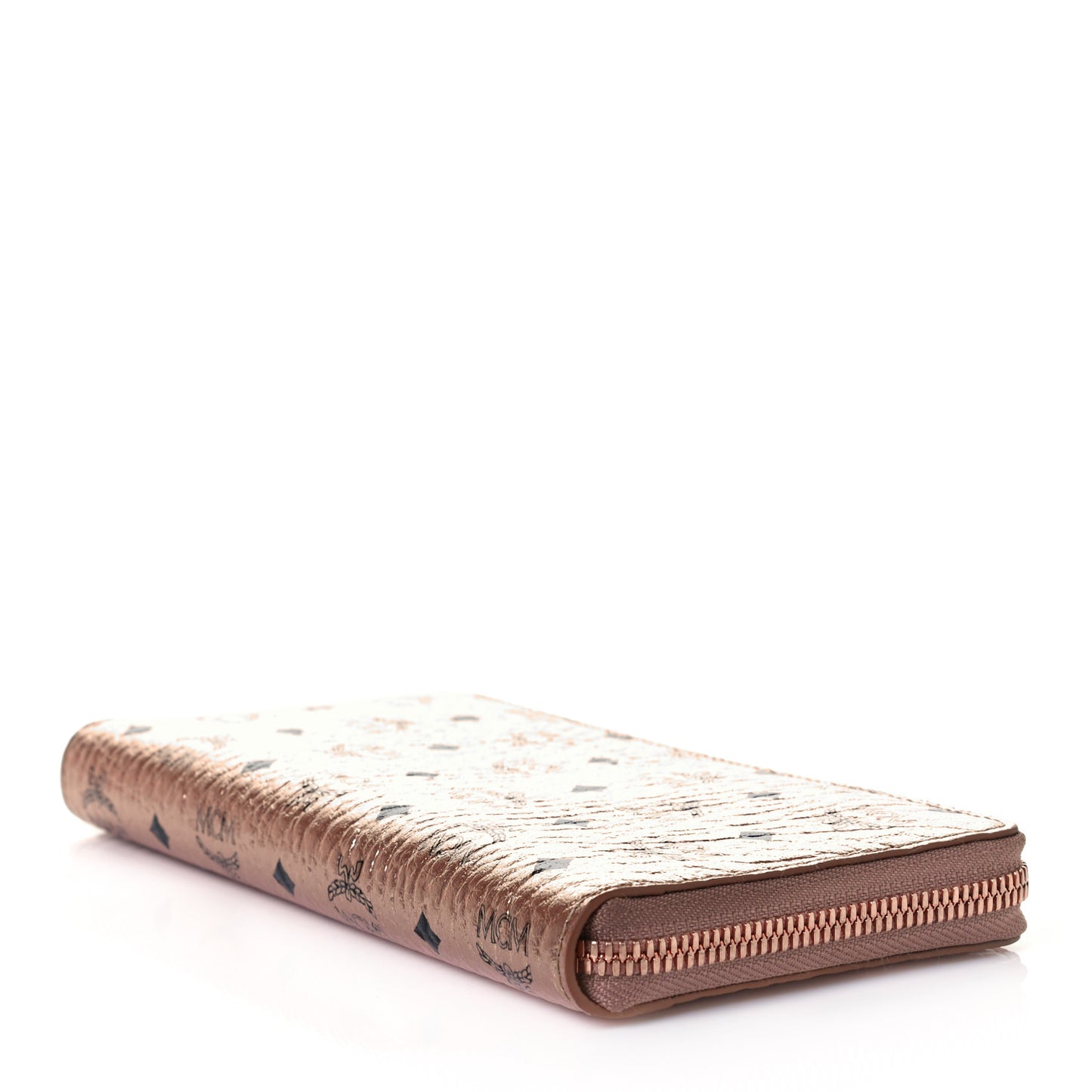 Metallic Visetos Large Zip Around Wallet Champagne Gold