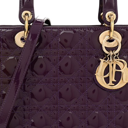 Christian Dior Patent Cannage Medium Lady Dior Purple 8 of 16