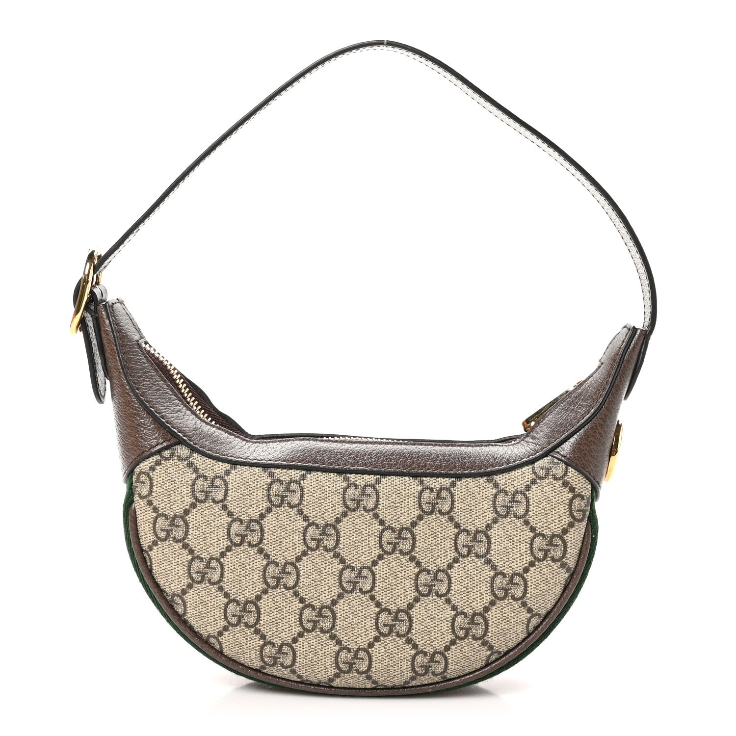Gucci GG Supreme Monogram Textured Calfskin Web Mini Ophidia Half Moon Hobo Beige Ebony New Acero 1 of 11