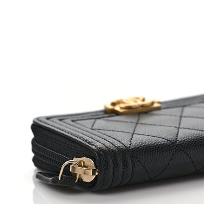 Chanel Caviar Quilted Boy Zip Around Coin Purse Wallet Black 8 of 10