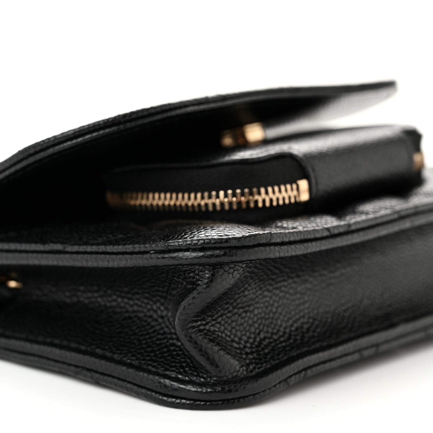 Caviar Quilted Business Affinity Clutch With Chain Black