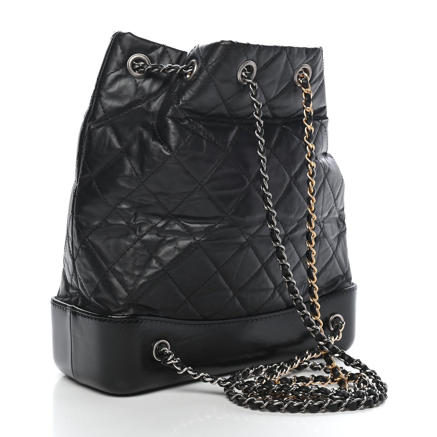 Aged Calfskin Quilted Gabrielle Backpack Black