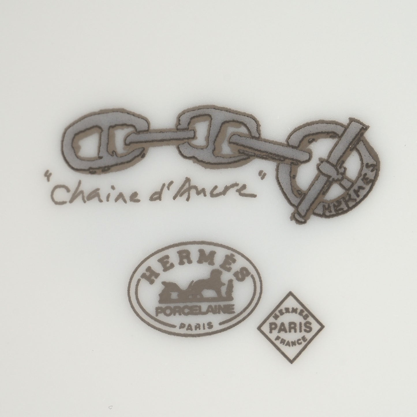 Porcelain Platinum Chaine d'Ancre Tea Cup and Saucer Set of 2