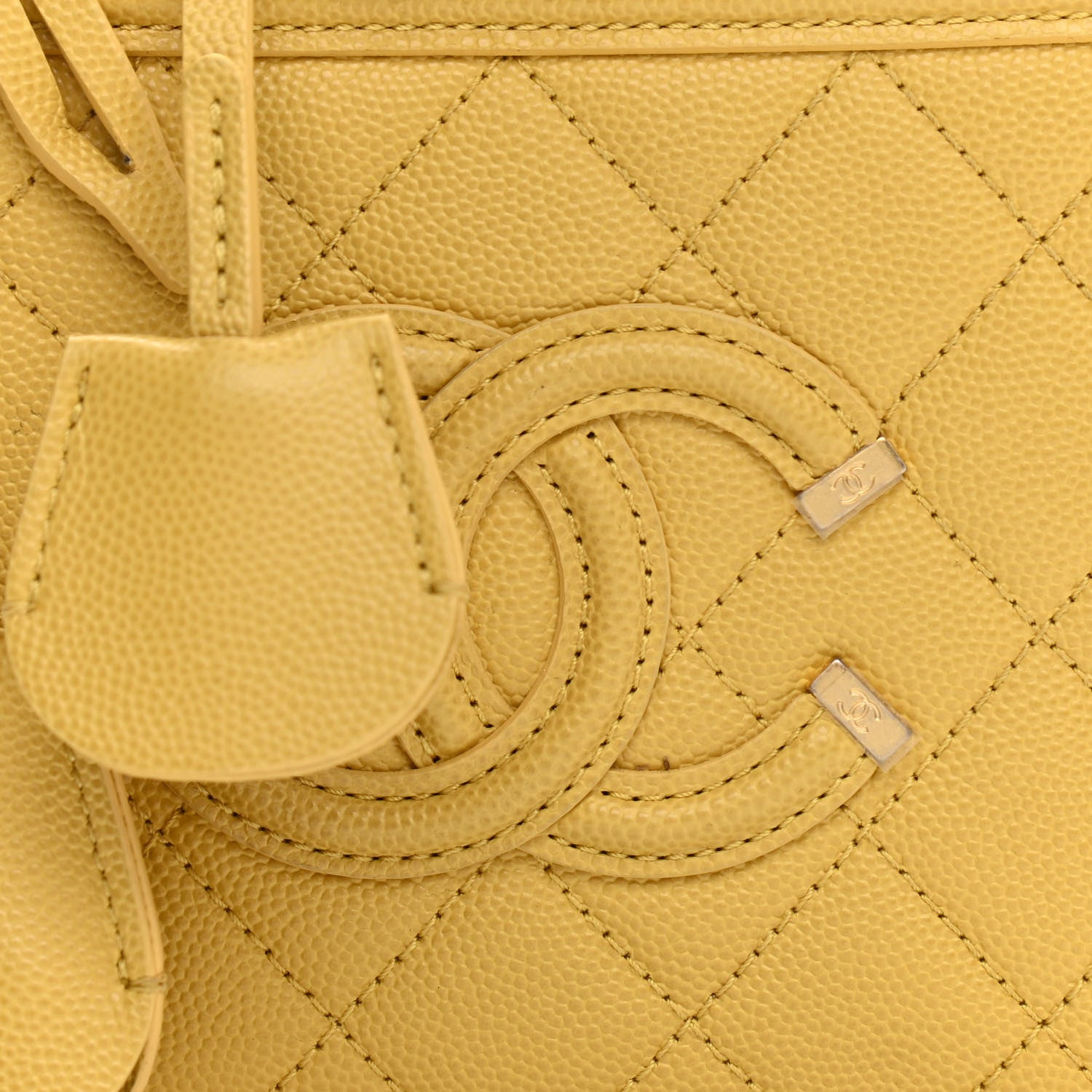 Chanel Caviar Quilted Small CC Filigree Vanity Case Yellow 7 of 11