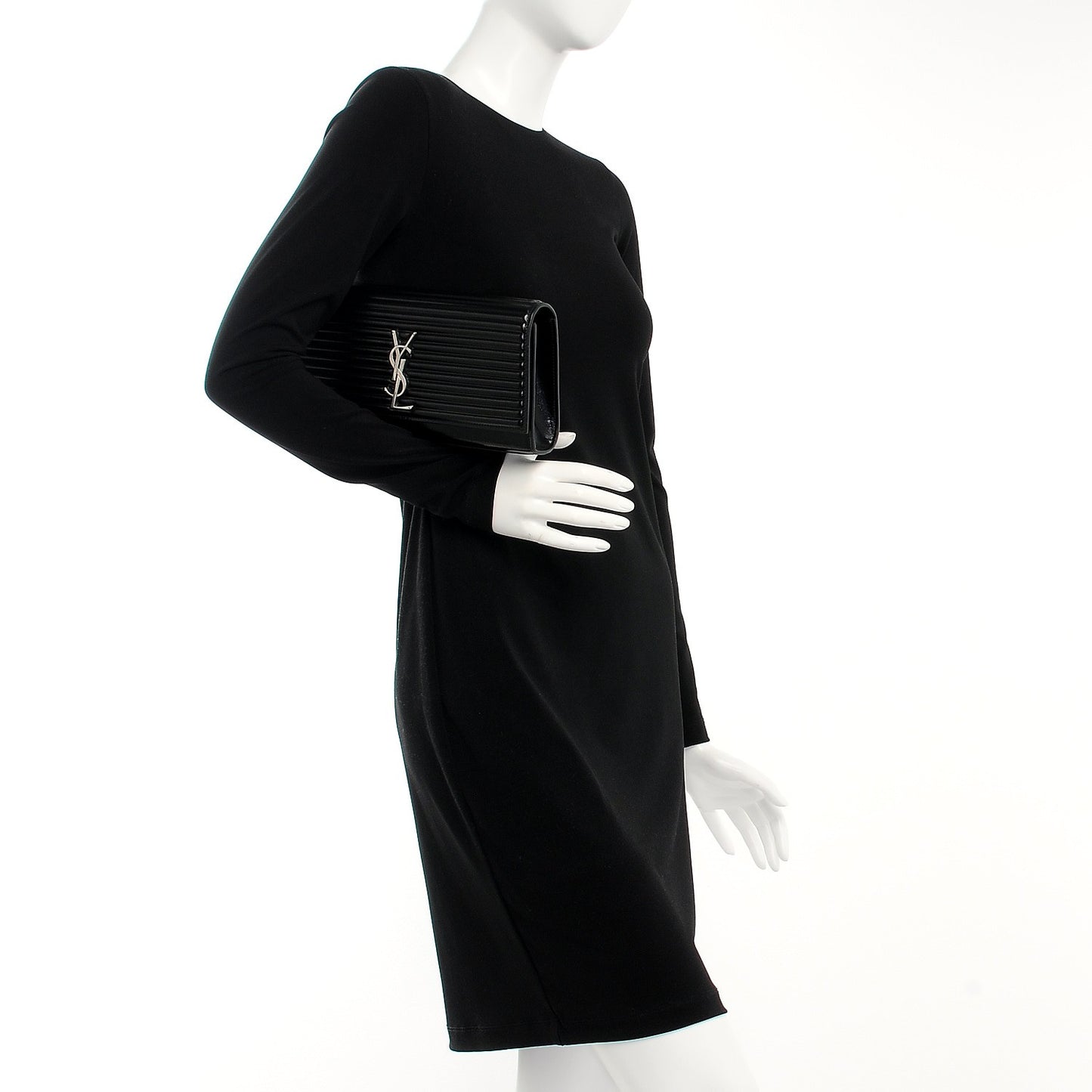 Ribbed Calfskin Opium Monogram Clutch Black