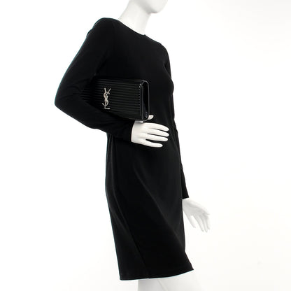 Saint Laurent Ribbed Calfskin Opium Monogram Clutch Black 2 of 7