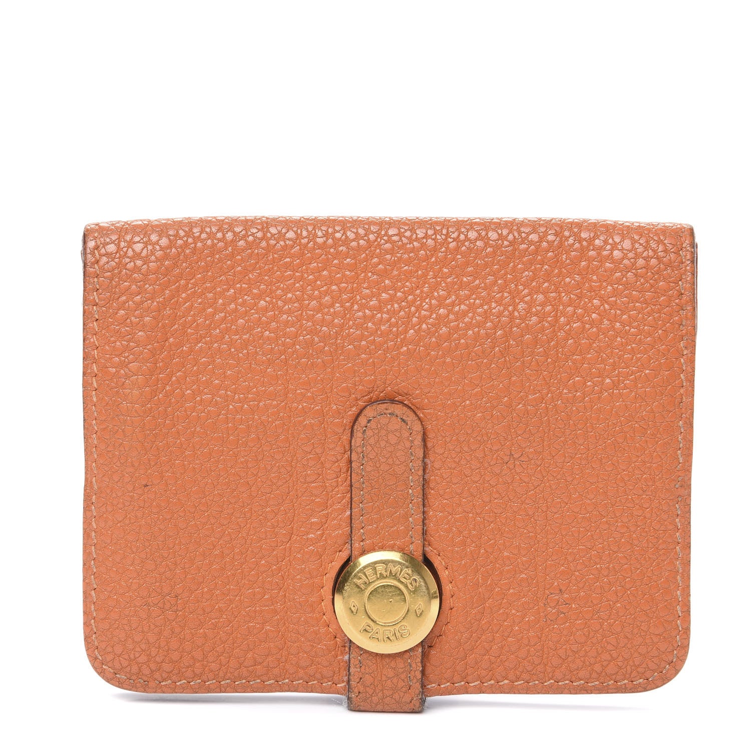 Hermes Togo Dogon Card Case Key Holder Orange 1 of 9