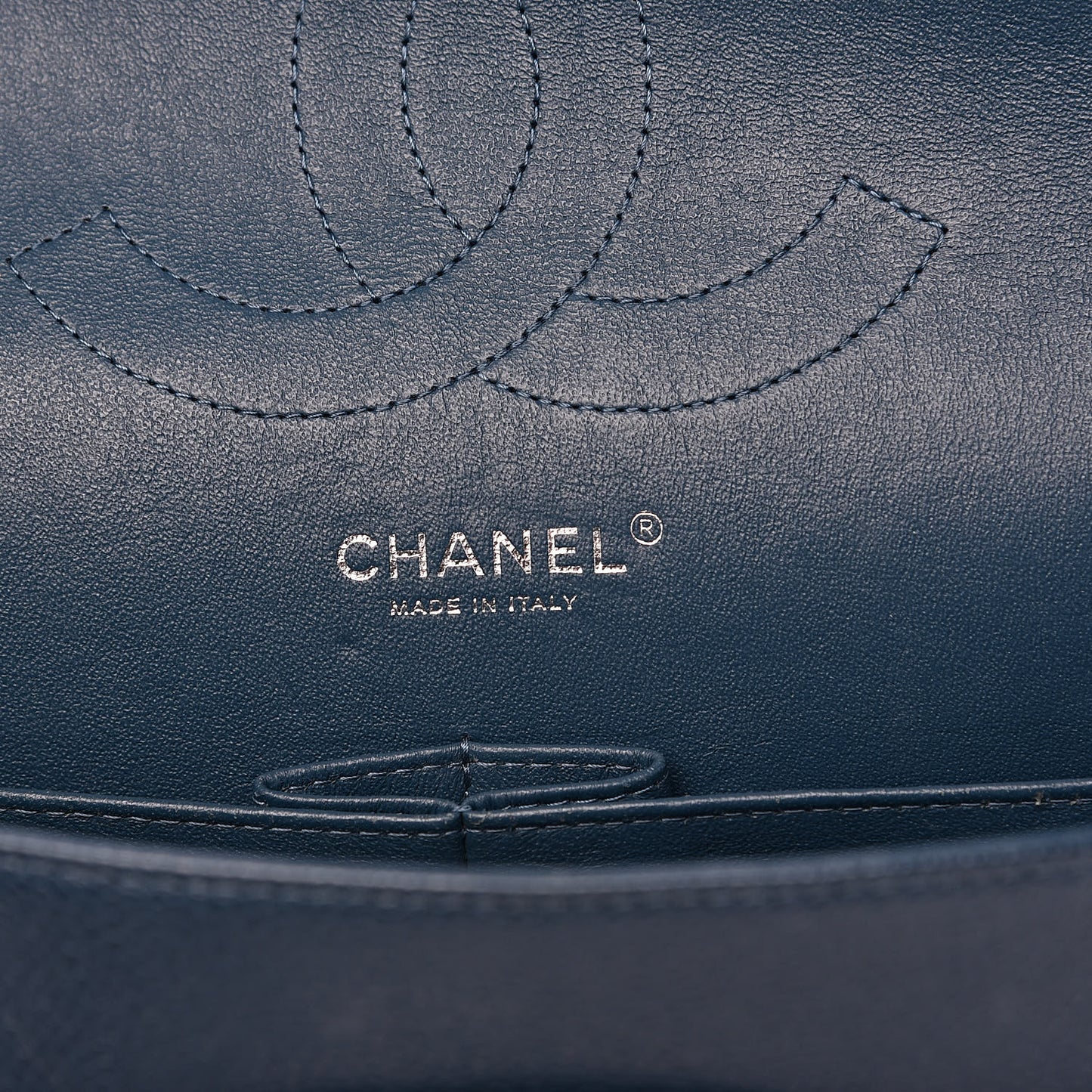 Caviar Quilted Jumbo Double Flap Dark Blue