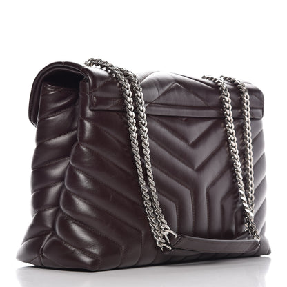 Saint Laurent Calfskin Y Quilted Monogram Medium Loulou Chain Satchel Amaranto 3 of 8
