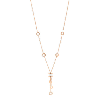 Bulgari 18K Rose Gold Diamond White Ceramic B.Zero1 Necklace 1 of 4