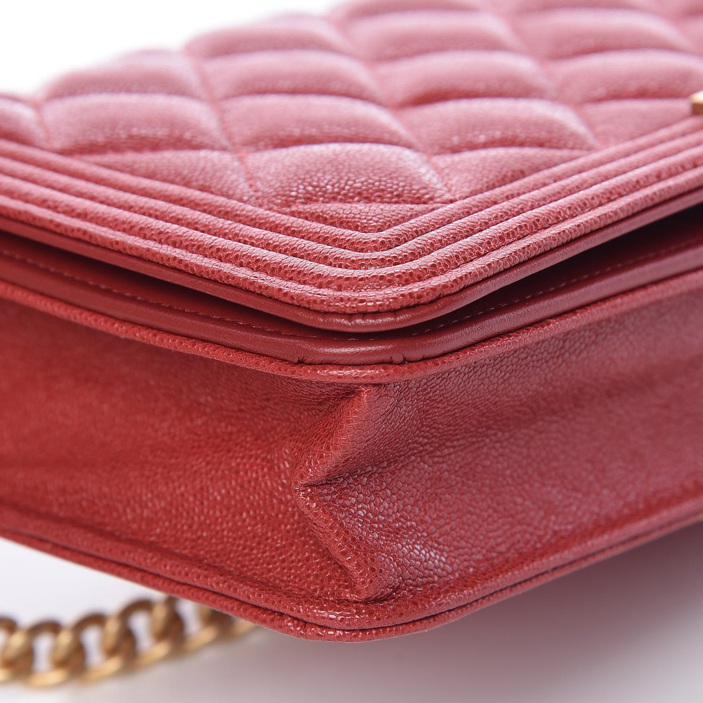 Caviar Quilted Boy Wallet On Chain WOC Red