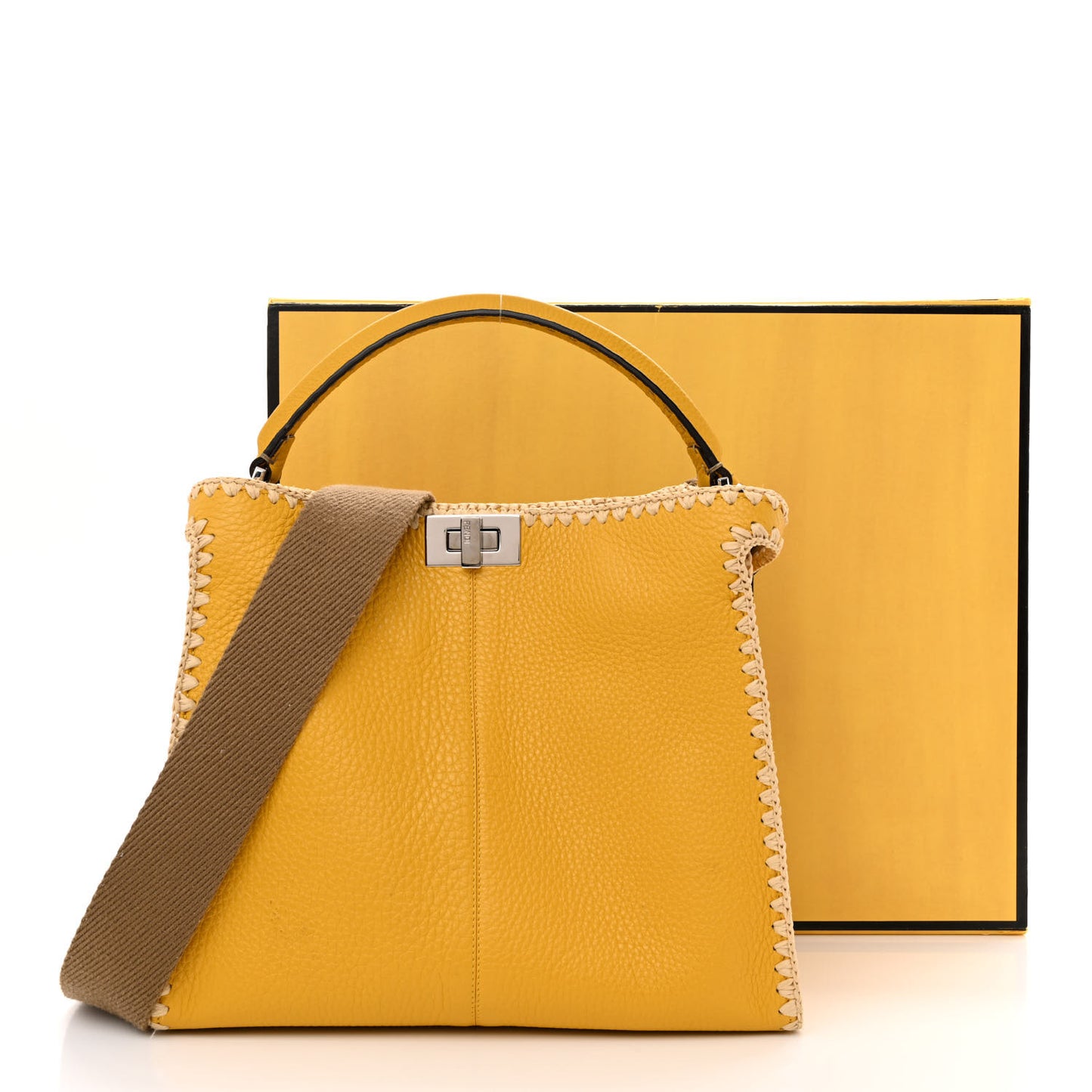 Cuoio Romano Selleria Raffia Bi-Color Woven Medium Peekaboo X-Lite Sunflower Paglia