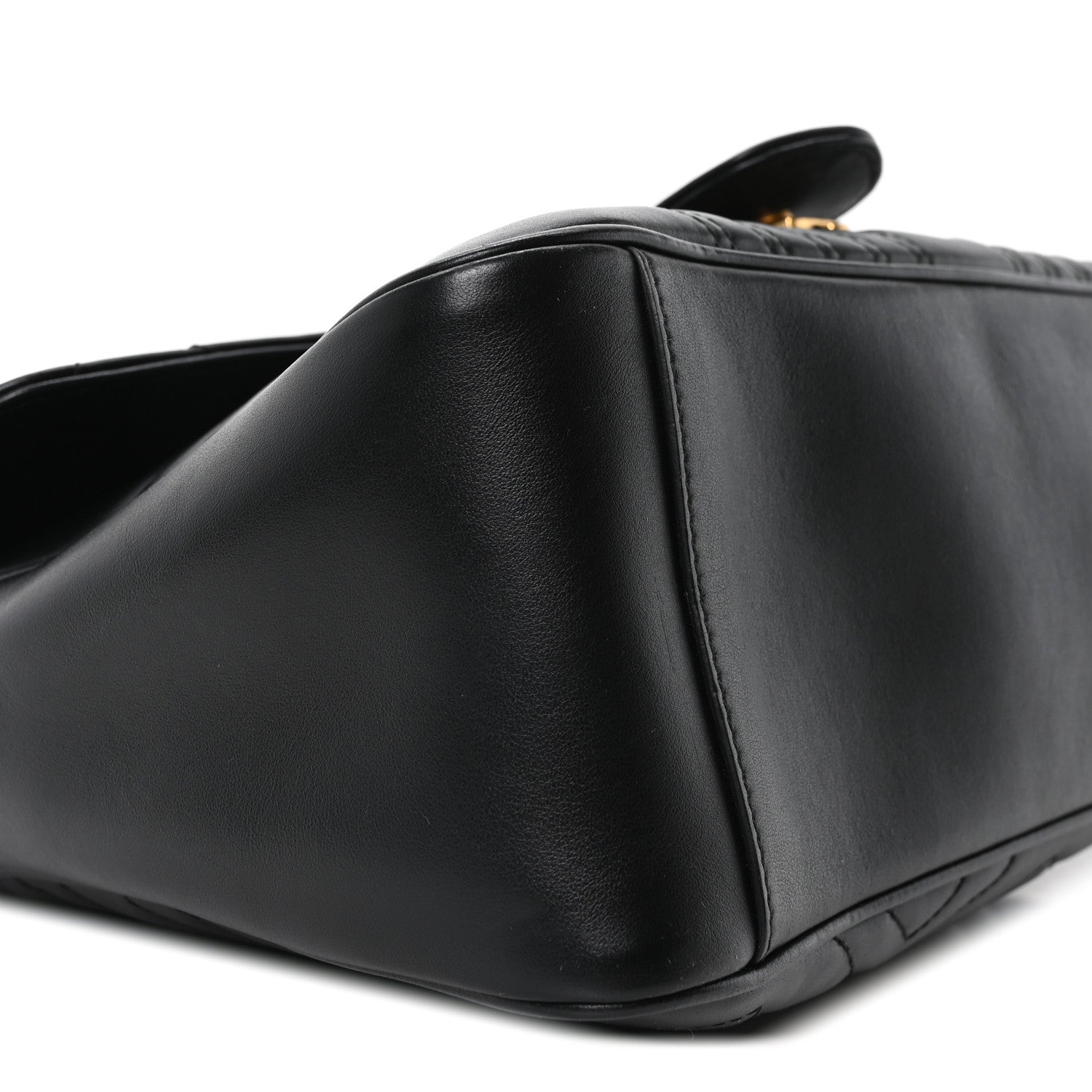 Gucci Calfskin Matelasse Medium GG Marmont Top Handle Shoulder Bag Black 9 of 10