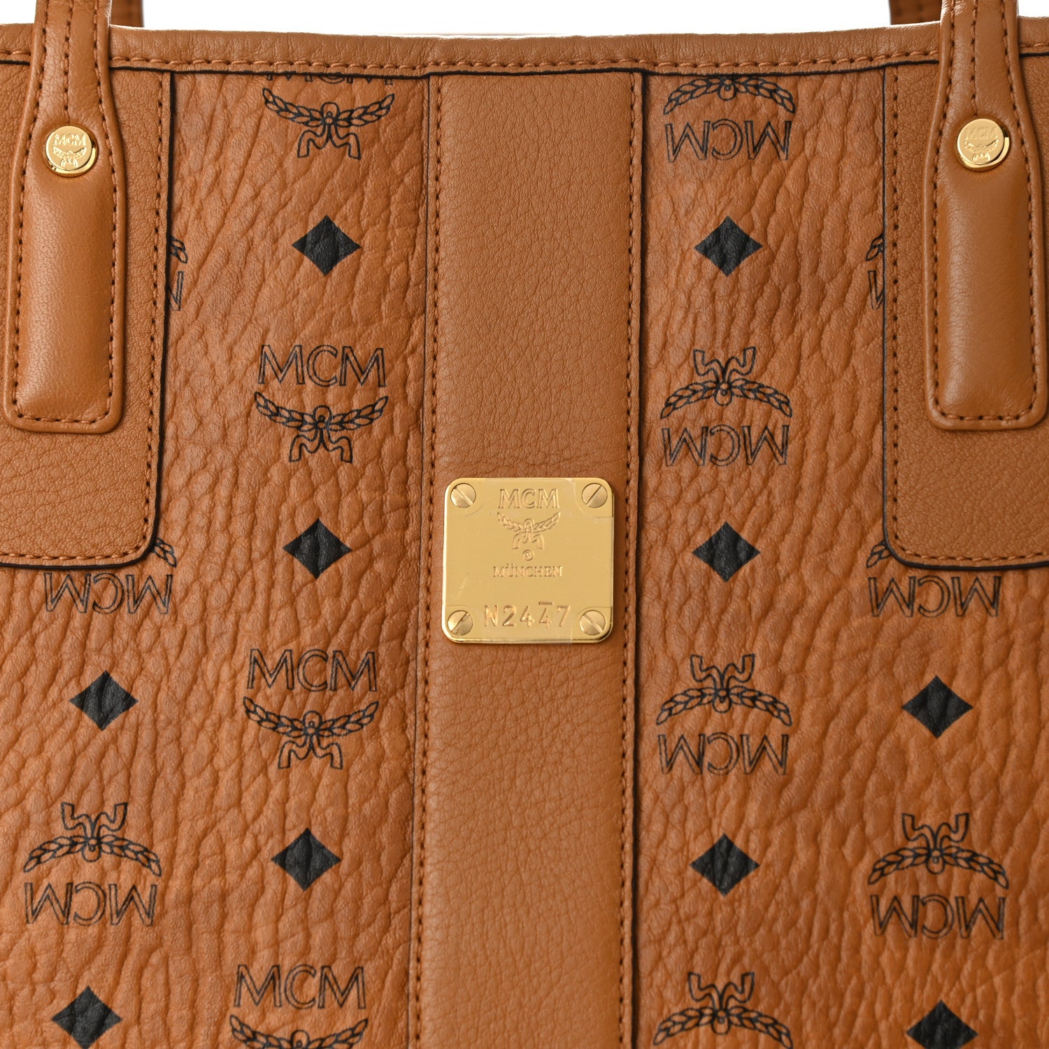 MCM Visetos Large Liz Reversible Shopper Tote Cognac 11 of 18