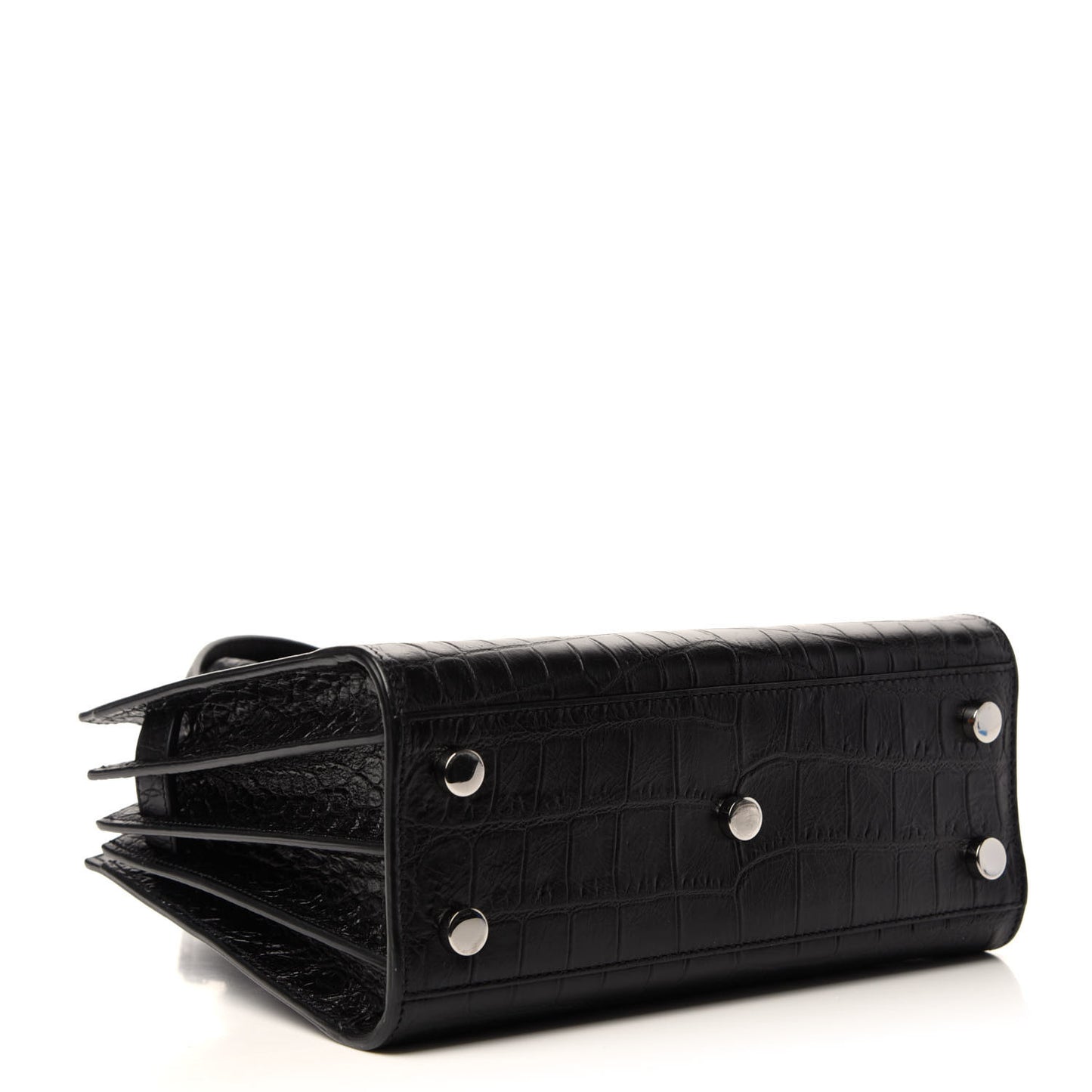 Calfskin Crocodile Embossed Nano Sac De Jour Black