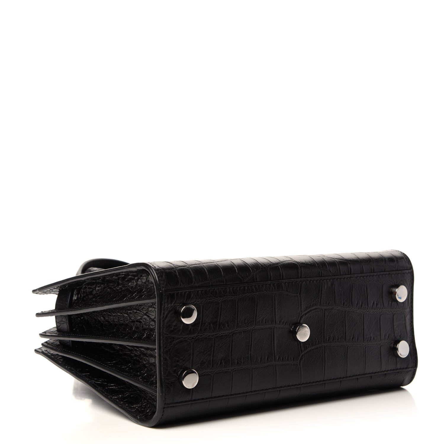 Saint Laurent Calfskin Crocodile Embossed Nano Sac De Jour Black 5 of 11