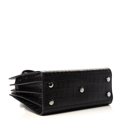 Saint Laurent Calfskin Crocodile Embossed Nano Sac De Jour Black 5 of 11