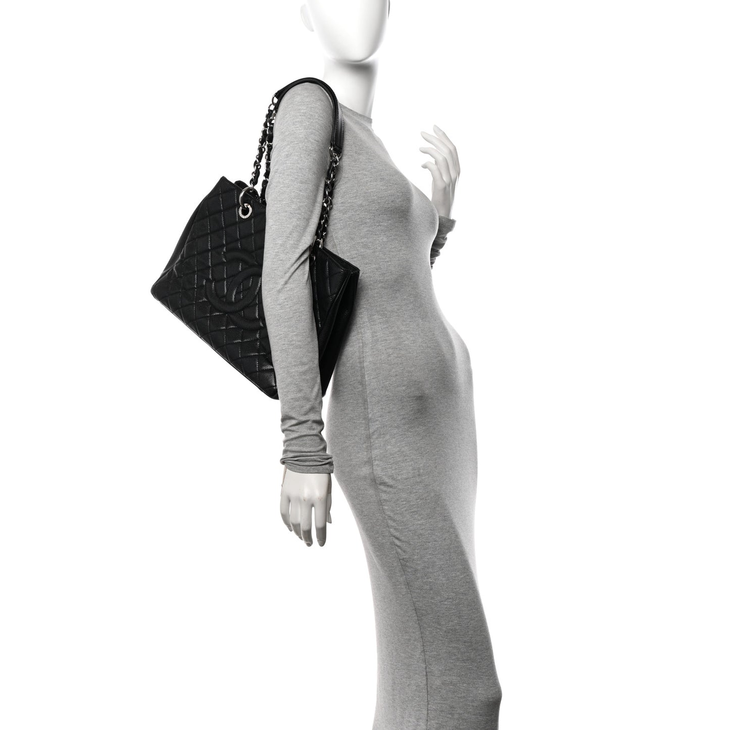 Caviar Quilted Grand Shopping Tote GST Black