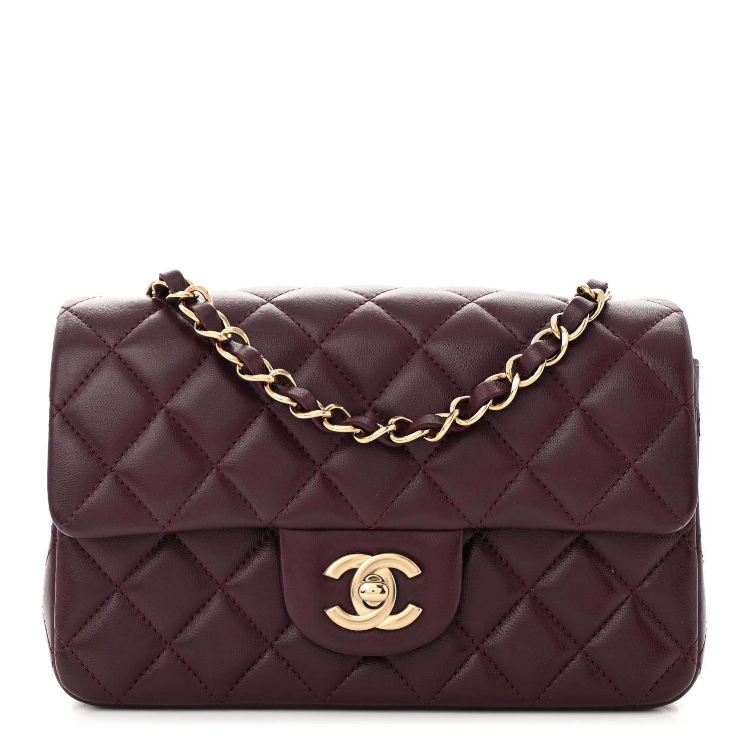 Chanel Lambskin Quilted Mini Rectangular Flap Burgundy 1 of 11