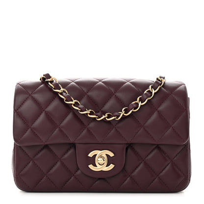 Chanel Lambskin Quilted Mini Rectangular Flap Burgundy 1 of 11