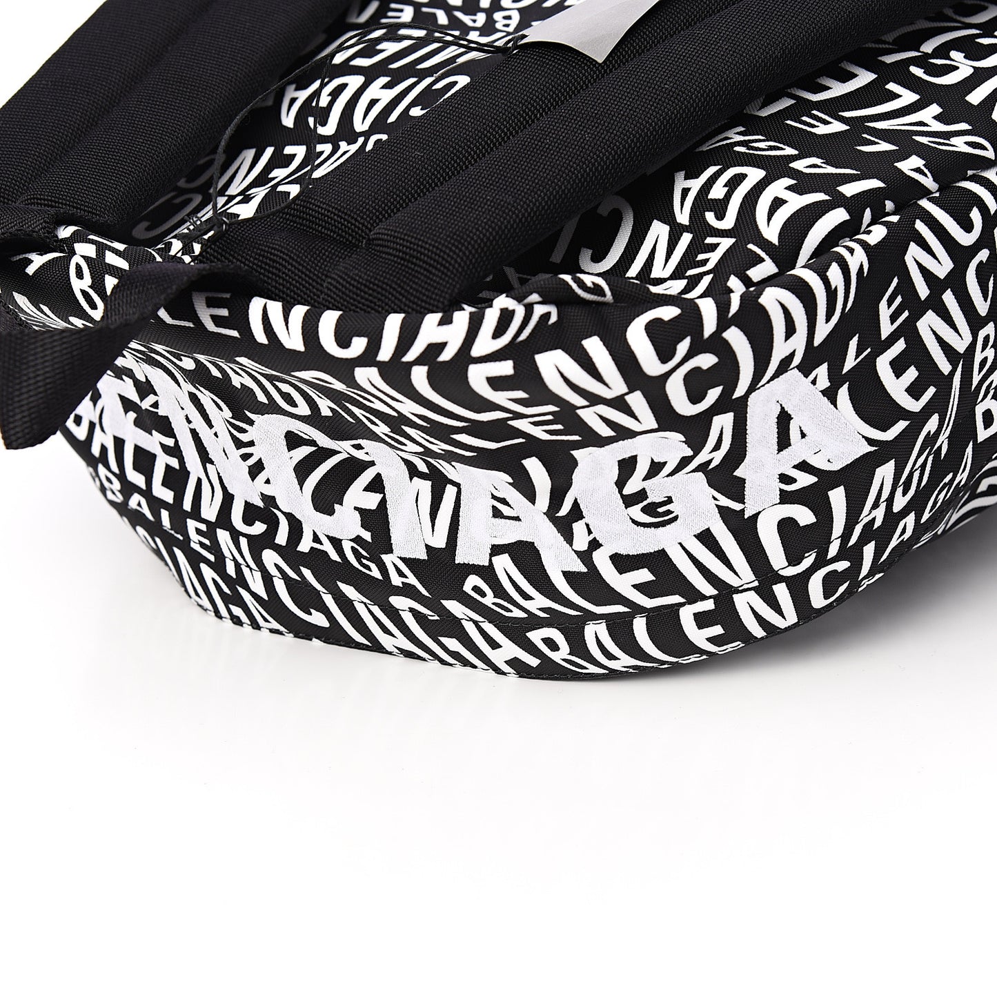 Nylon Wave Logo Printed Wheel Backpack Black White