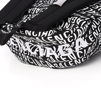 Balenciaga Nylon Wave Logo Printed Wheel Backpack Black White 10 of 10