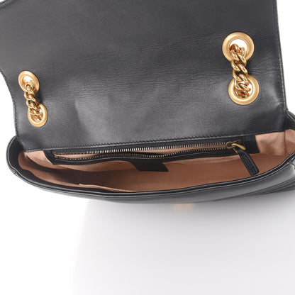 Gucci Calfskin Matelasse Medium GG Marmont Shoulder Bag Black 6 of 10
