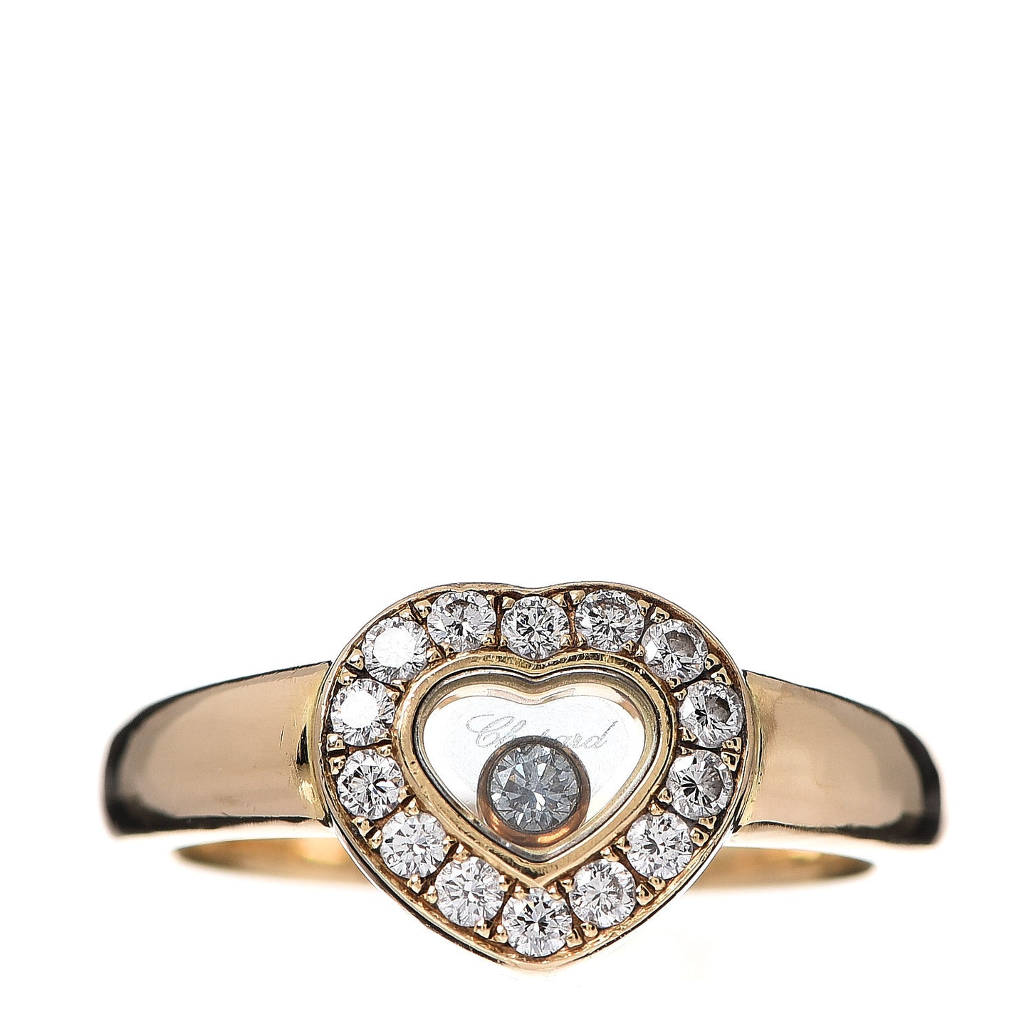 18k Yellow Gold Diamond Happy Diamonds Heart Ring 52 6