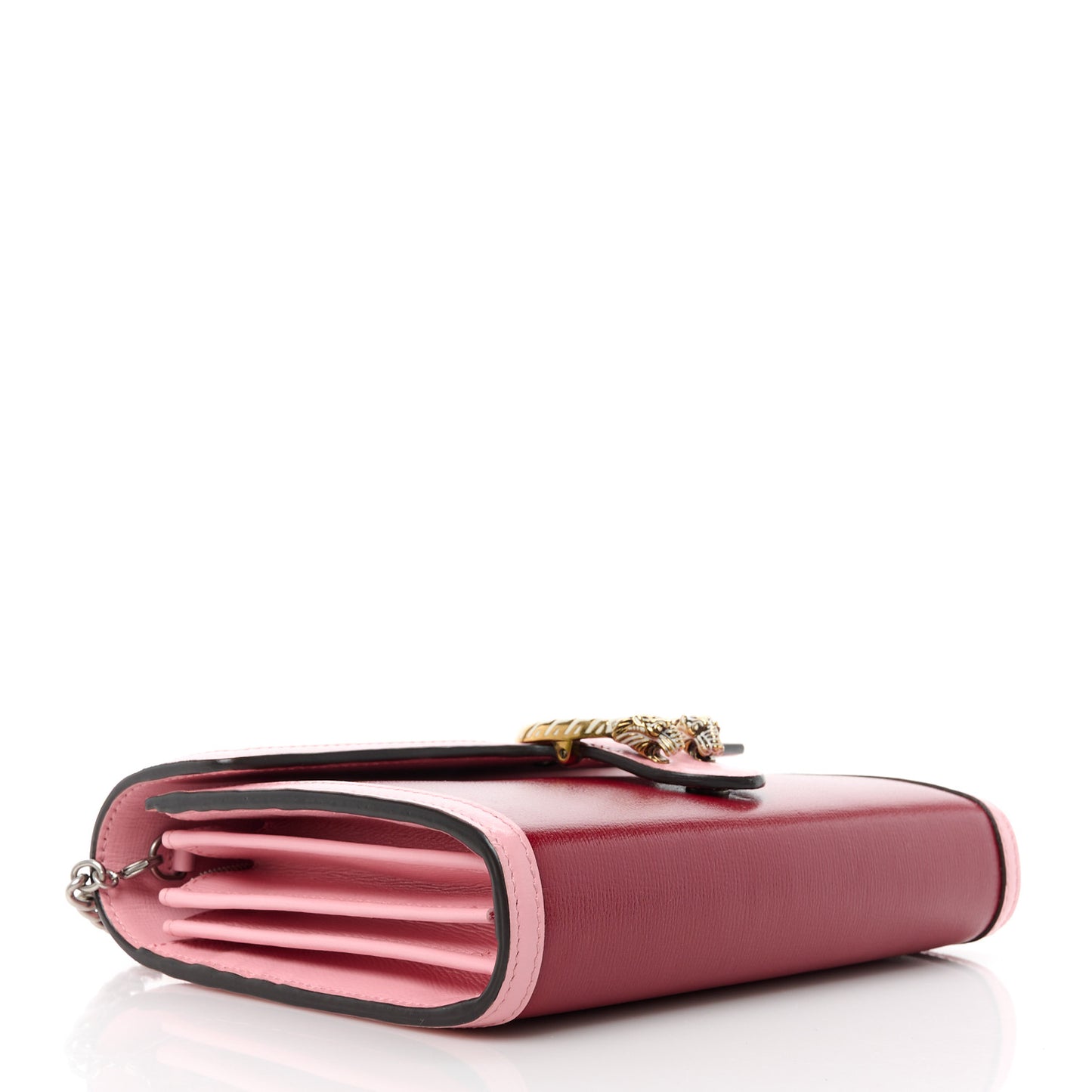 Azalea Calfskin Enamel Mini Dionysus Chain Wallet New Cherry Red Wild Rose Off White