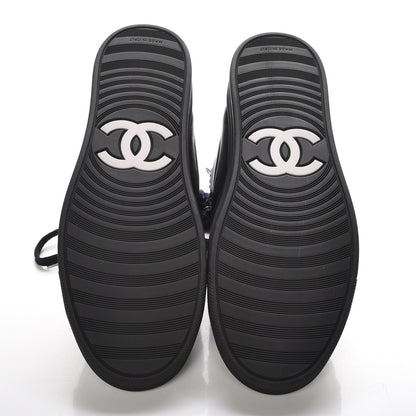 Chanel Lambskin Tweed Zipped Sneakers 36 Black Blue 5 of 8