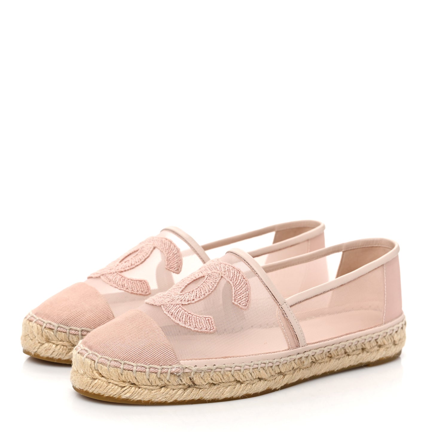 Mesh Grosgrain CC Espadrilles 38 Pink
