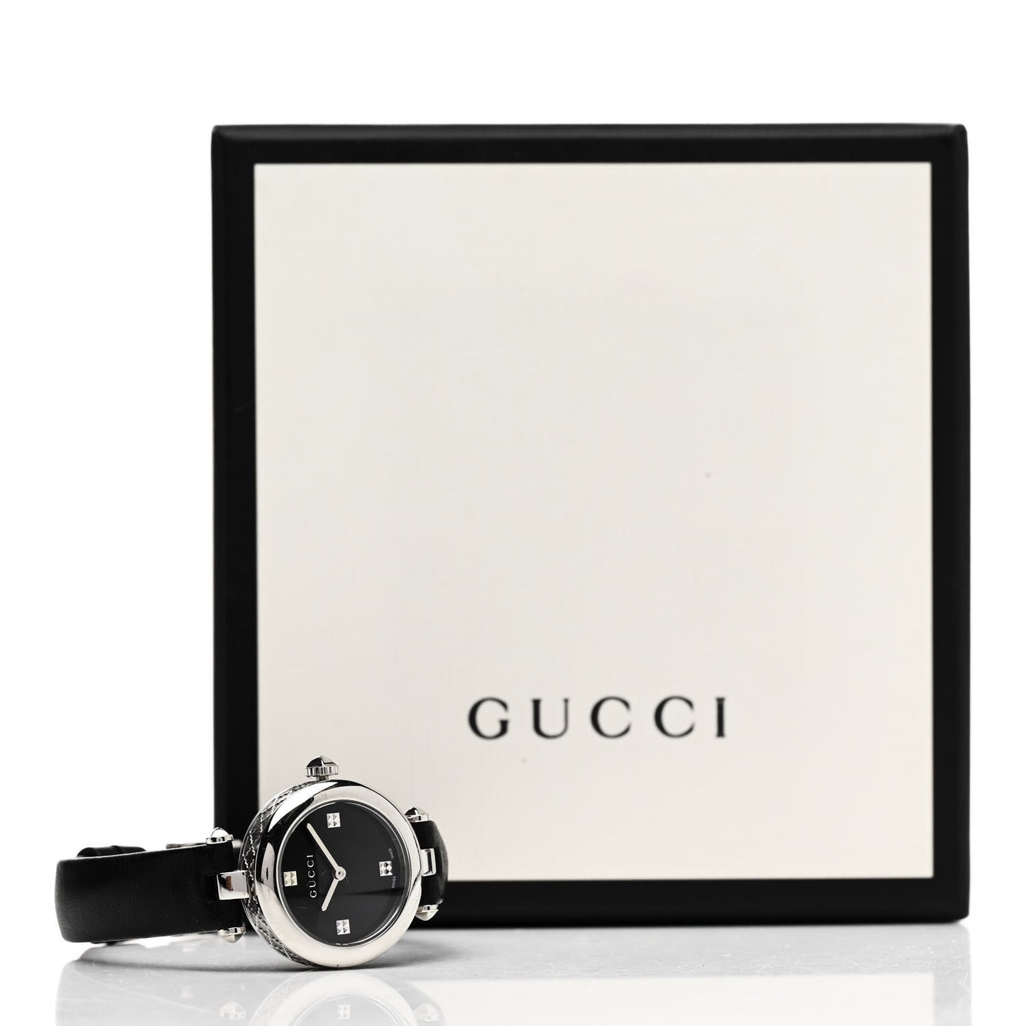 Stainless Steel Calfskin 27mm Diamantissima Quartz Watch Black