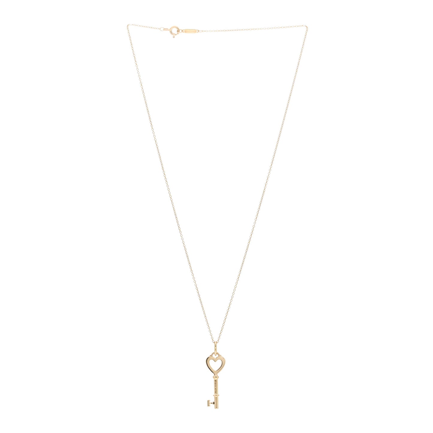 18K Yellow Gold Mini Heart Key Pendant Necklace