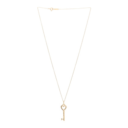 Tiffany 18K Yellow Gold Mini Heart Key Pendant Necklace 3 of 4