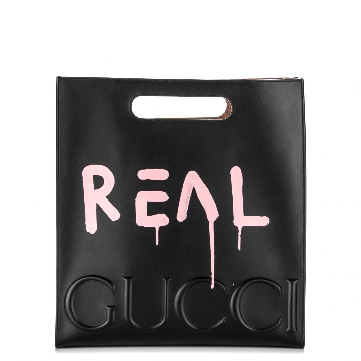 Calfskin GucciGhost Real Medium XL Tote Black Pink