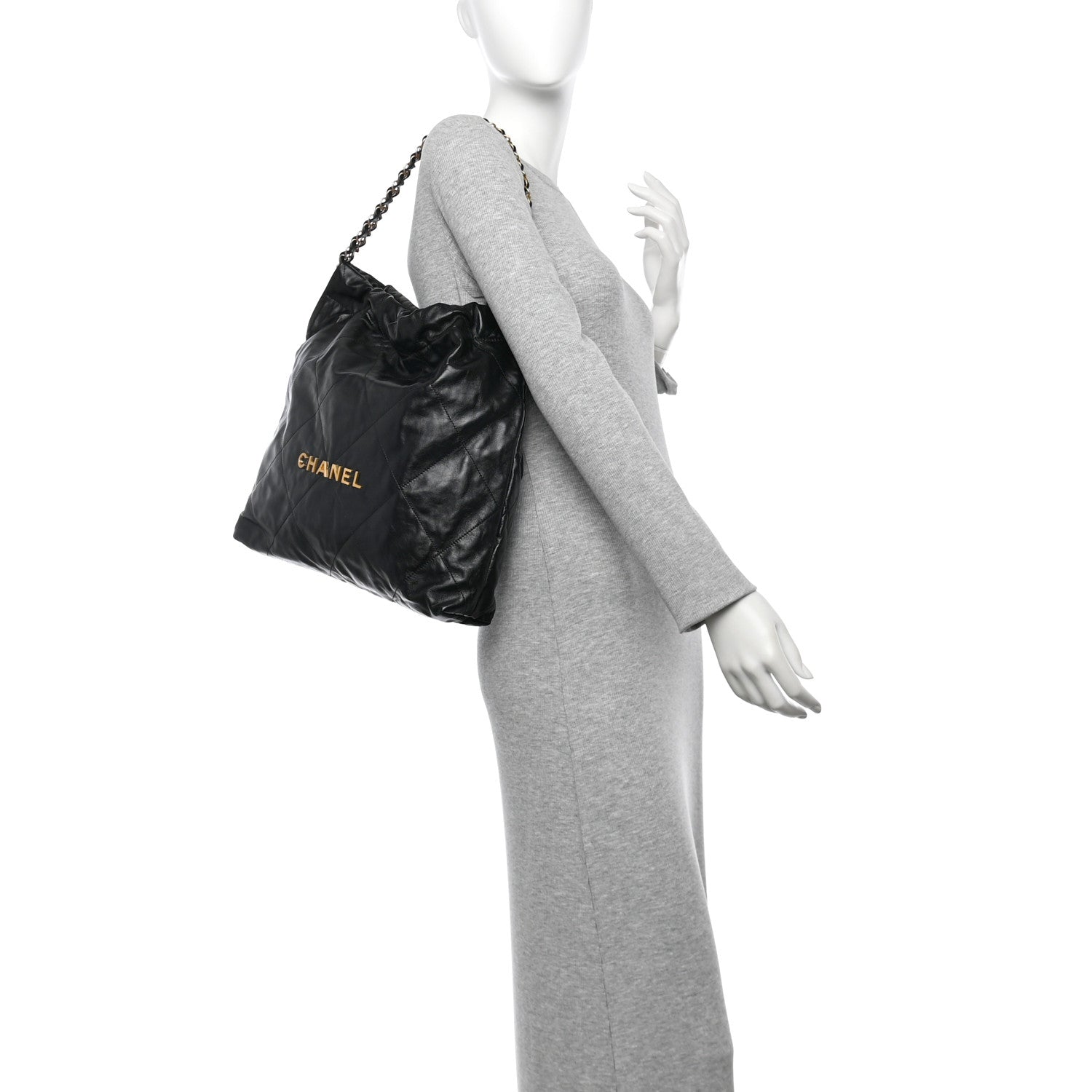 Chanel Shiny Calfskin Quilted Chanel 22 Black 2 of 12