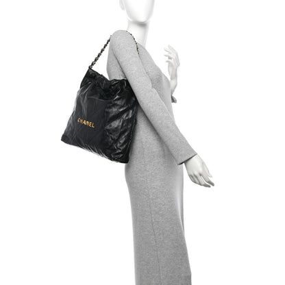 Chanel Shiny Calfskin Quilted Chanel 22 Black 2 of 12