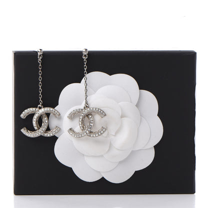 Chanel Baguette Crystal CC Drop Earrings Silver 5 of 5