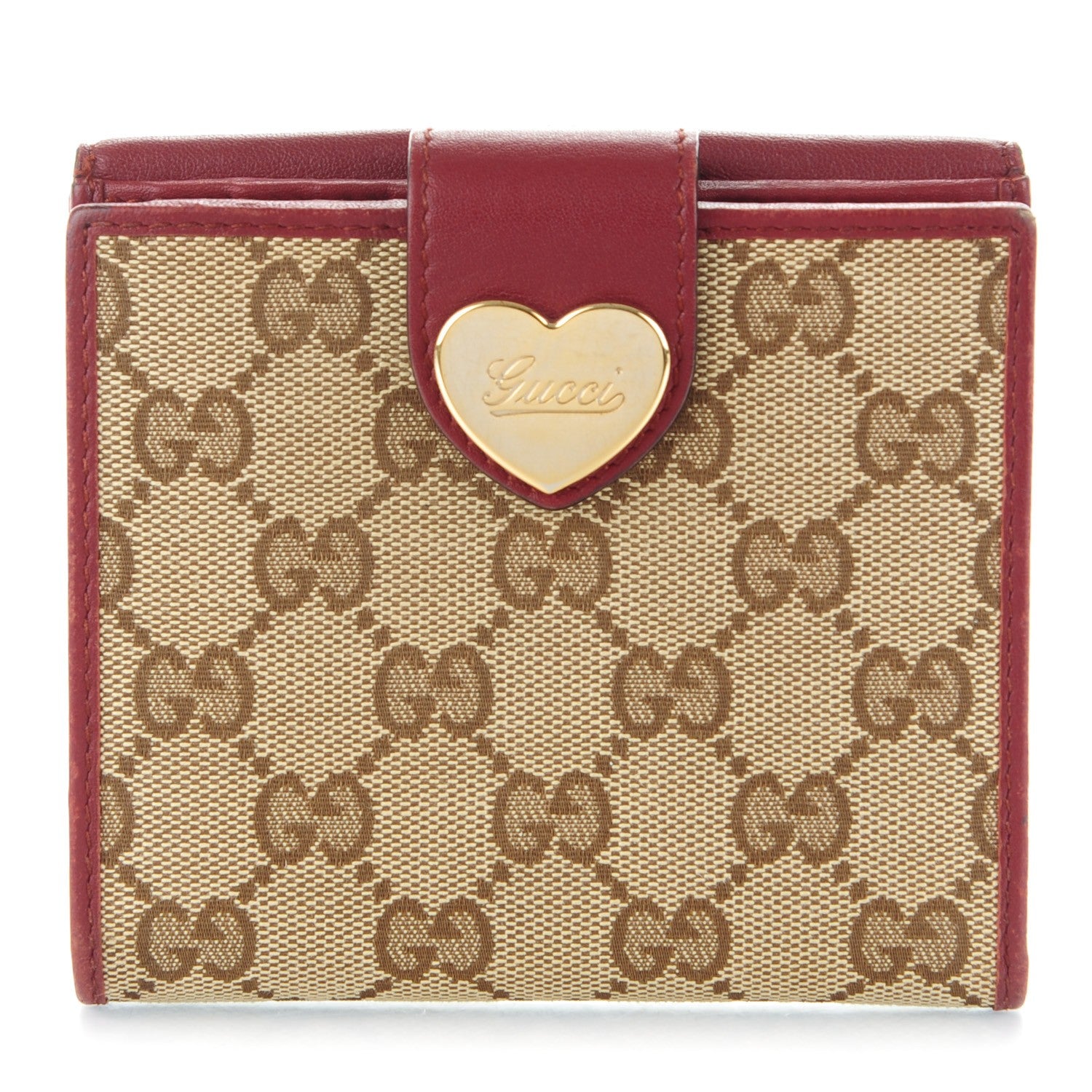 Gucci Monogram Heart French Wallet Red 1 of 7