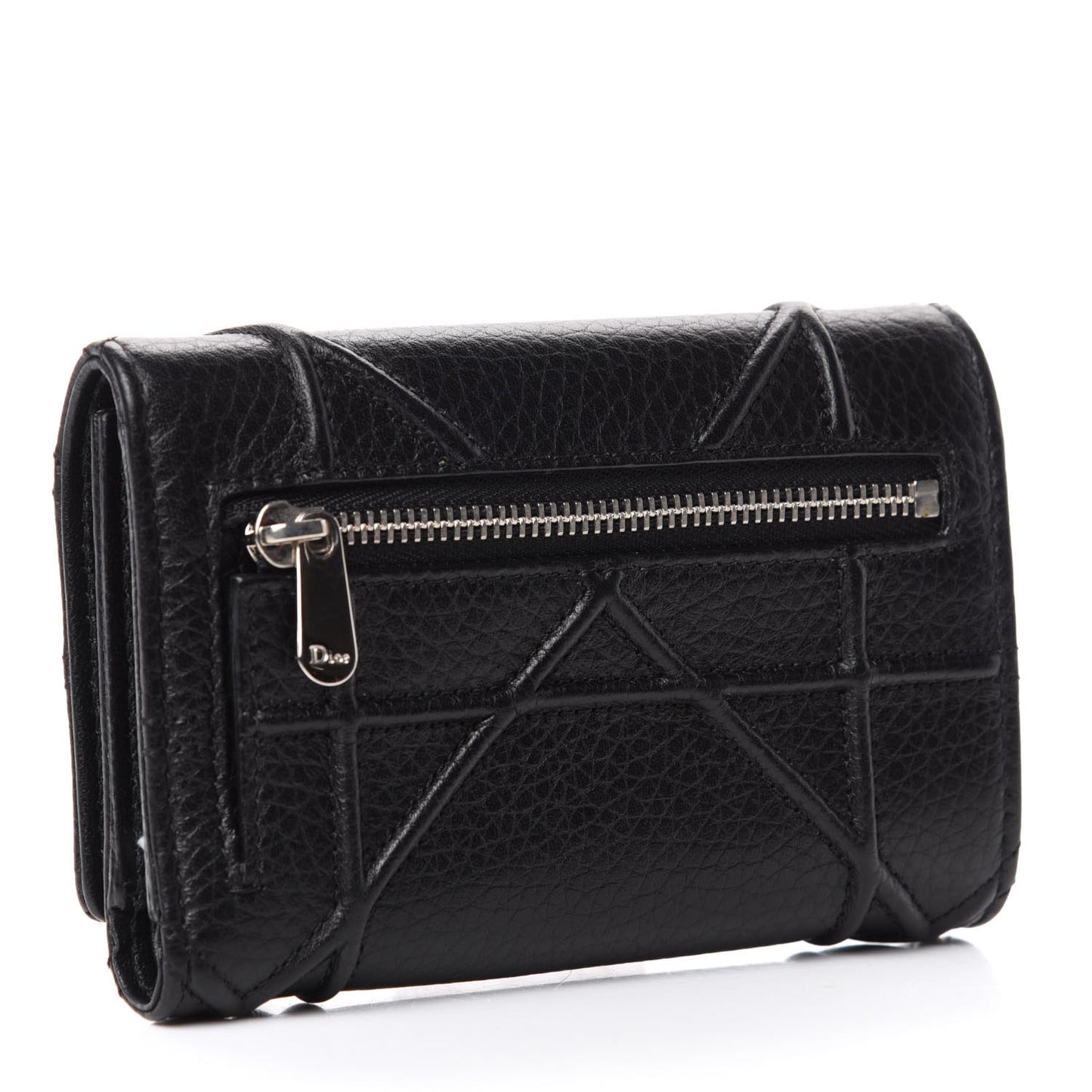 Grained Calfskin Cannage Diorama Elancee Wallet Black